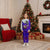 Viking Christmas Pajama Set with Santa in Longship Dragon Head Helmet Runes Blue Red Knit Pattern Design - Wonder Print Shop