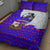 Viking Christmas Quilt Bed Set with Santa in Longship Dragon Head Helmet Runes Blue Red Knit Pattern Design - Wonder Print Shop