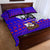 Viking Christmas Quilt Bed Set with Santa in Longship Dragon Head Helmet Runes Blue Red Knit Pattern Design - Wonder Print Shop