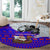 Viking Christmas Round Carpet with Santa in Longship Dragon Head Helmet Runes Blue Red Knit Pattern Design - Wonder Print Shop