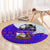 Viking Christmas Round Carpet with Santa in Longship Dragon Head Helmet Runes Blue Red Knit Pattern Design - Wonder Print Shop