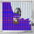 Viking Christmas Shower Curtain with Santa in Longship Dragon Head Helmet Runes Blue Red Knit Pattern Design - Wonder Print Shop