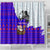 Viking Christmas Shower Curtain with Santa in Longship Dragon Head Helmet Runes Blue Red Knit Pattern Design - Wonder Print Shop