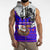 Viking Christmas Sleeveless Zip Hoodie with Santa in Longship Dragon Head Helmet Runes Blue Red Knit Pattern Design - Wonder Print Shop