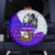 Viking Christmas Spare Tire Cover with Santa in Longship Dragon Head Helmet Runes Blue Red Knit Pattern Design - Wonder Print Shop