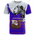 Viking Christmas T Shirt with Santa in Longship Dragon Head Helmet Runes Blue Red Knit Pattern Design - Wonder Print Shop