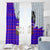 Viking Christmas Window Curtain with Santa in Longship Dragon Head Helmet Runes Blue Red Knit Pattern Design - Wonder Print Shop