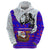 Viking Christmas Zip Hoodie with Santa in Longship Dragon Head Helmet Runes Blue Red Knit Pattern Design - Wonder Print Shop