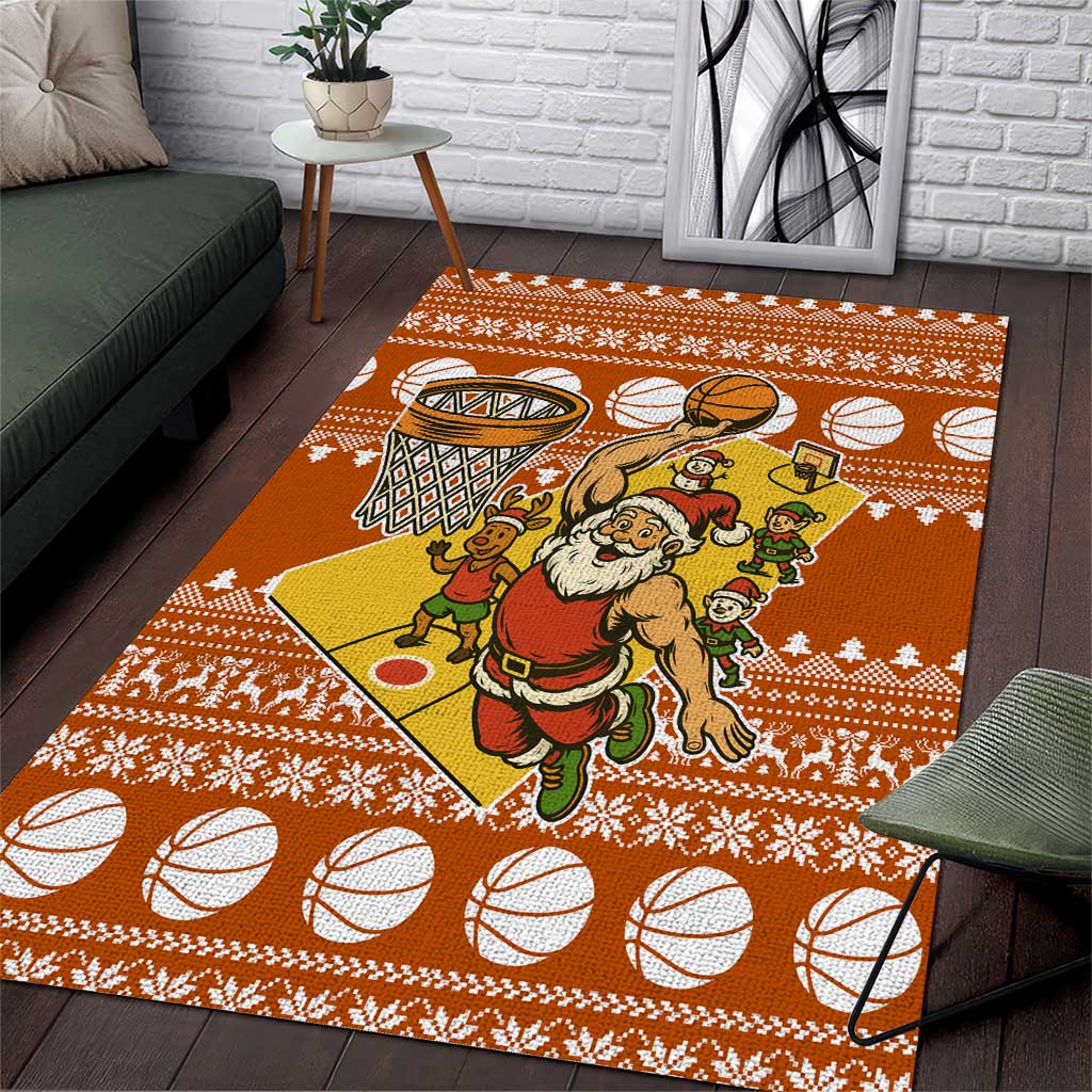 Basketball Santa Claus Christmas Area Rug Xmas Holiday Patterns - Wonder Print Shop