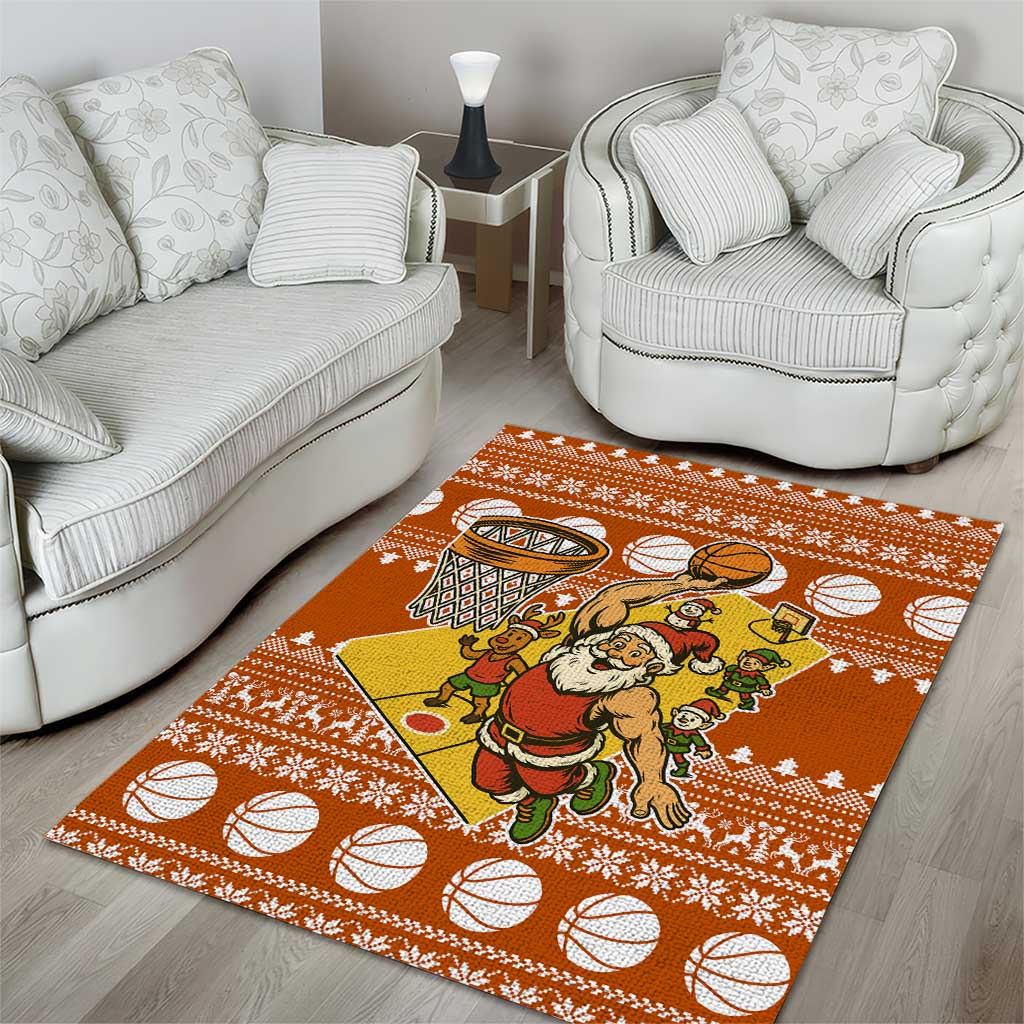 Basketball Santa Claus Christmas Area Rug Xmas Holiday Patterns - Wonder Print Shop