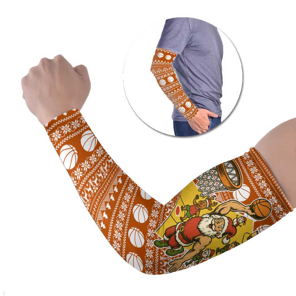 Basketball Santa Claus Christmas Arm Sleeves Xmas Holiday Patterns - Wonder Print Shop