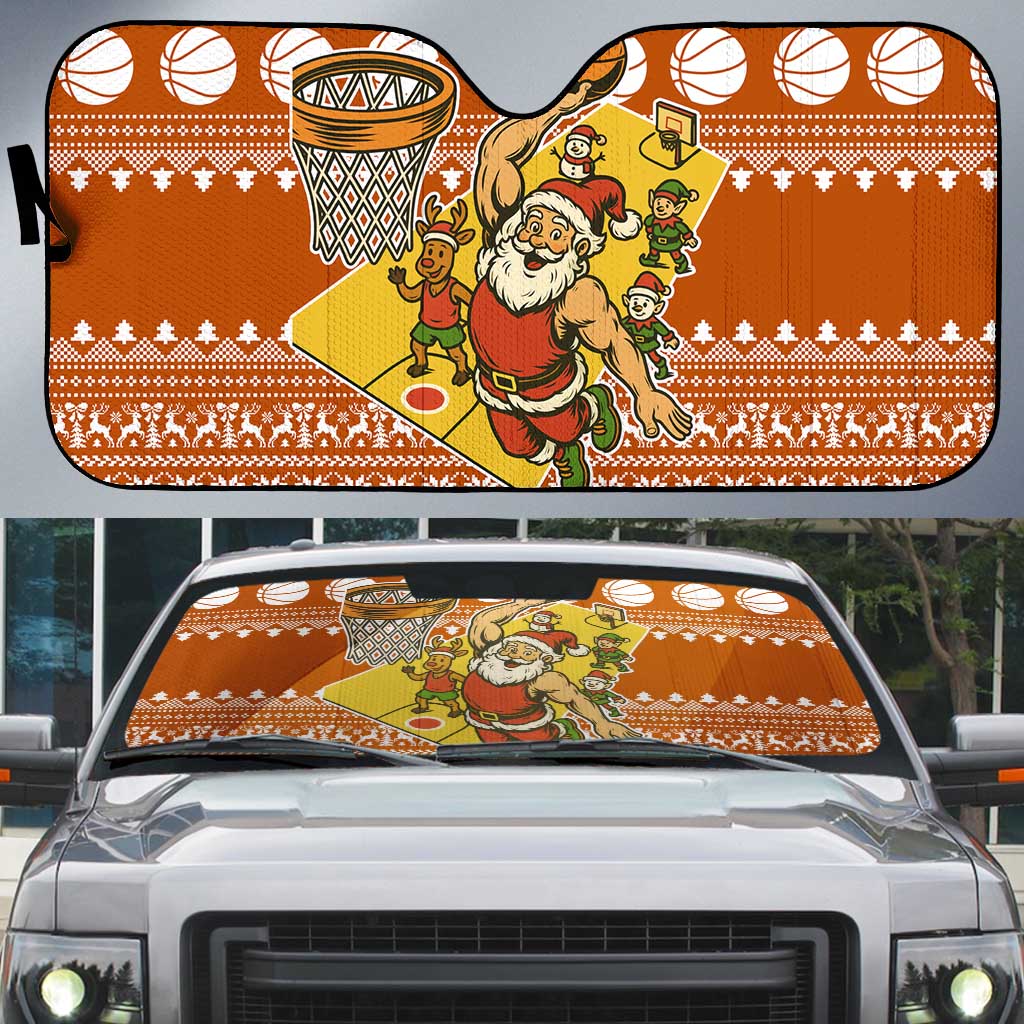 Basketball Santa Claus Christmas Auto Sun Shade Xmas Holiday Patterns - Wonder Print Shop