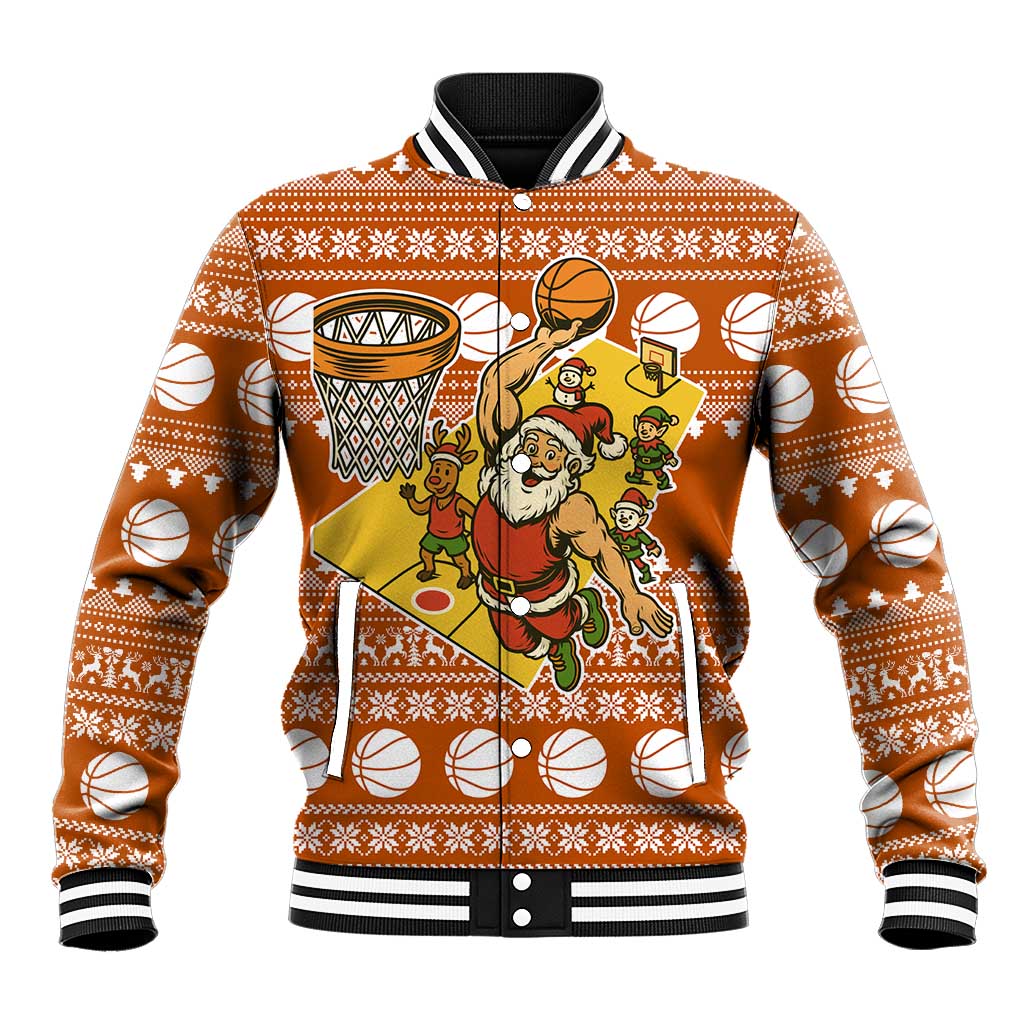 Basketball Santa Claus Christmas Baseball Jacket Xmas Holiday Patterns - Wonder Print Shop