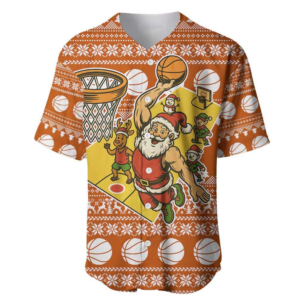 Basketball Santa Claus Christmas Baseball Jersey Xmas Holiday Patterns - Wonder Print Shop