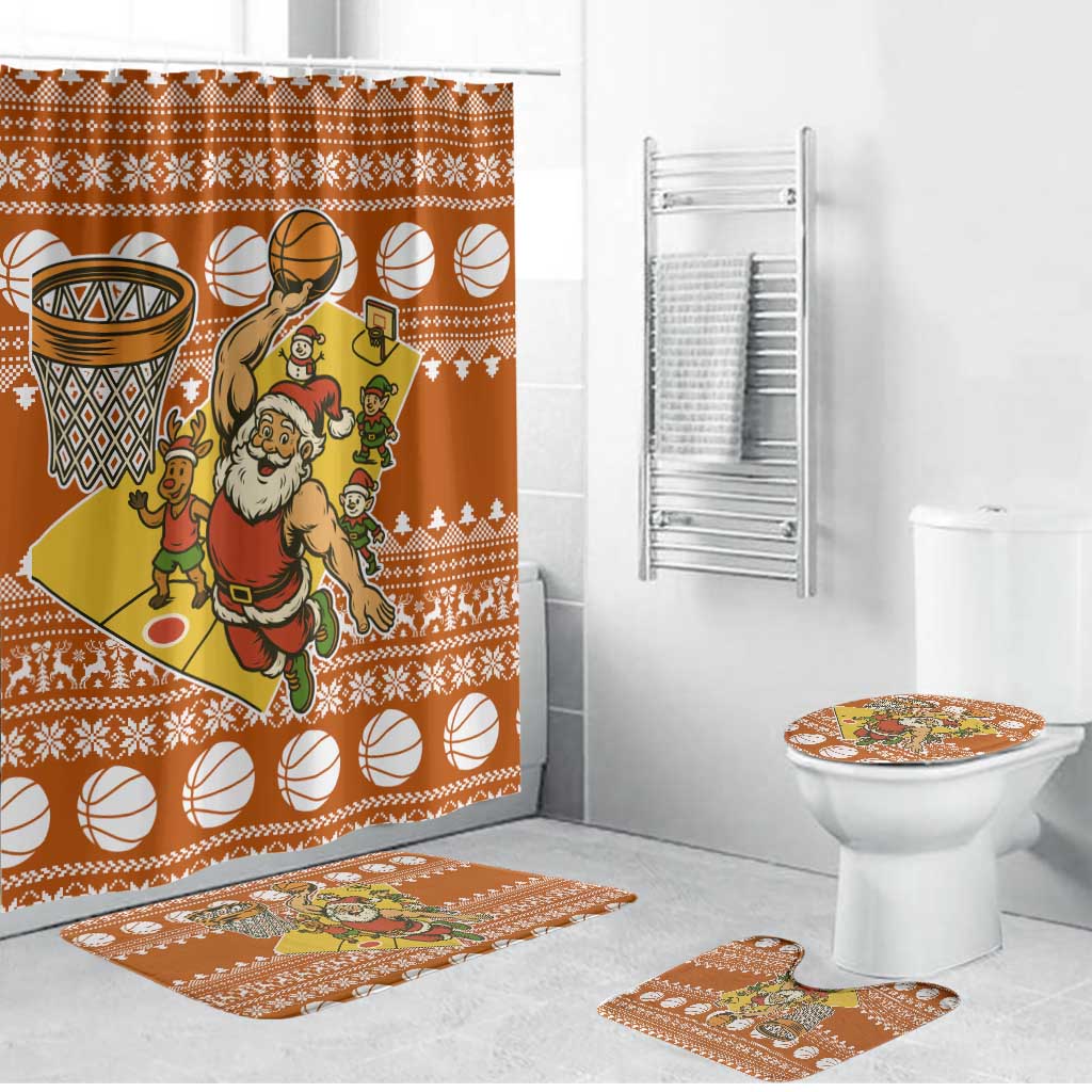 Basketball Santa Claus Christmas Bathroom Set Xmas Holiday Patterns - Wonder Print Shop