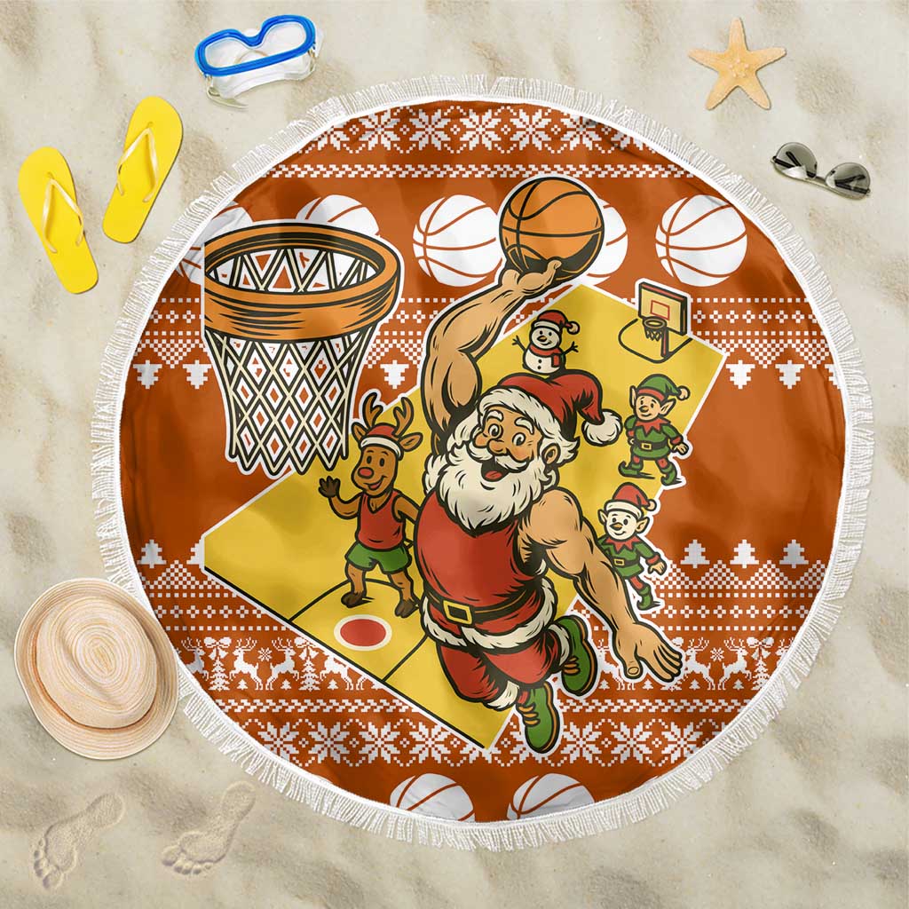 Basketball Santa Claus Christmas Beach Blanket Xmas Holiday Patterns - Wonder Print Shop