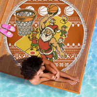 Basketball Santa Claus Christmas Beach Blanket Xmas Holiday Patterns - Wonder Print Shop