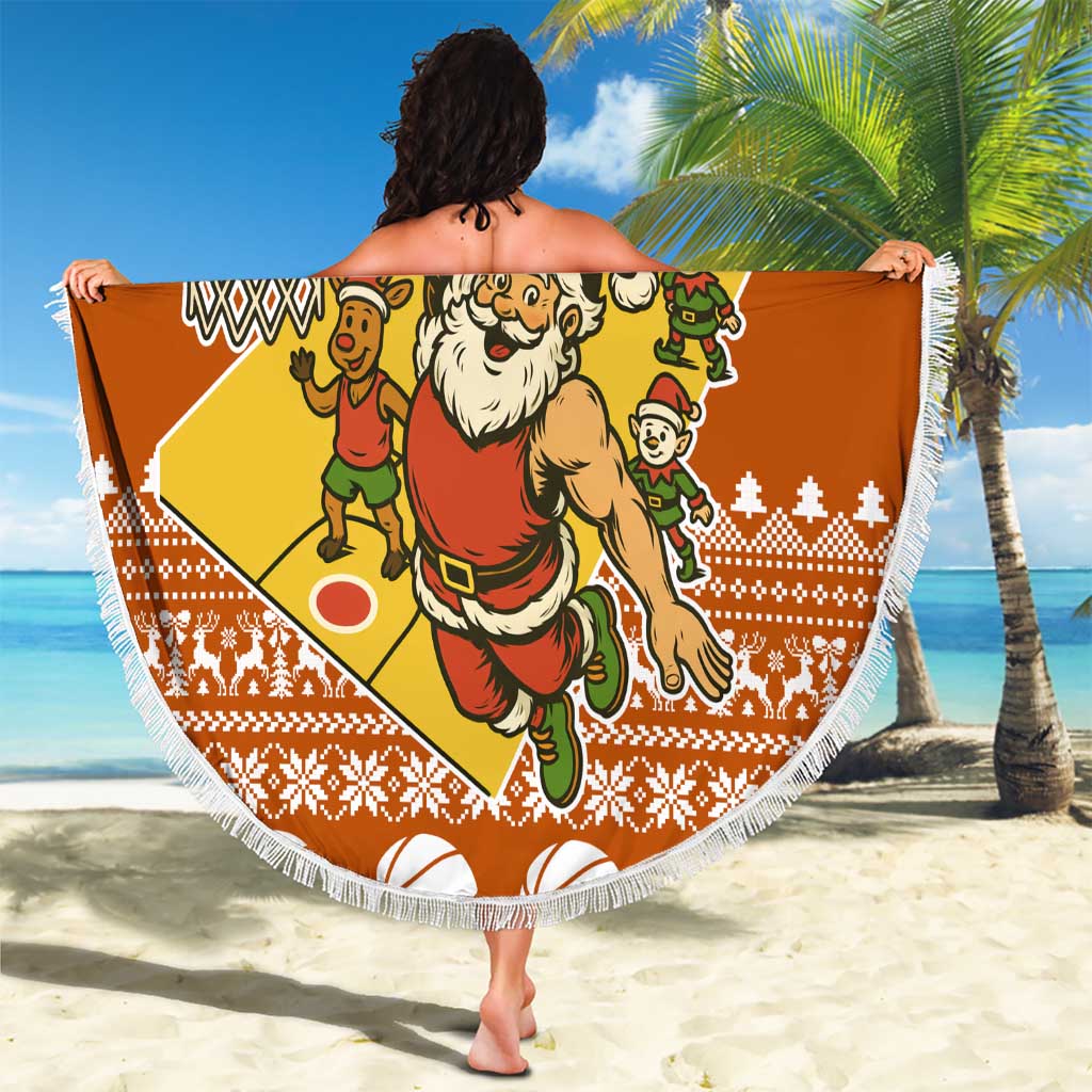 Basketball Santa Claus Christmas Beach Blanket Xmas Holiday Patterns - Wonder Print Shop