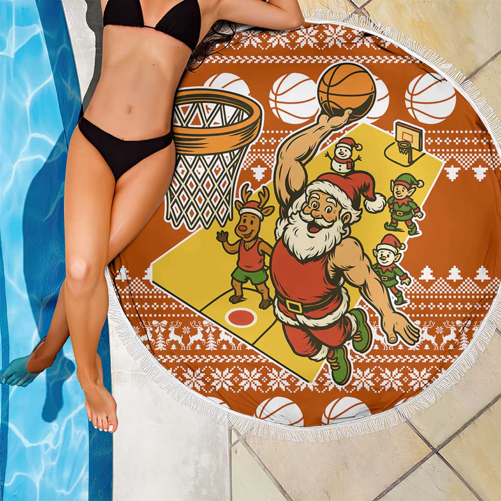 Basketball Santa Claus Christmas Beach Blanket Xmas Holiday Patterns - Wonder Print Shop