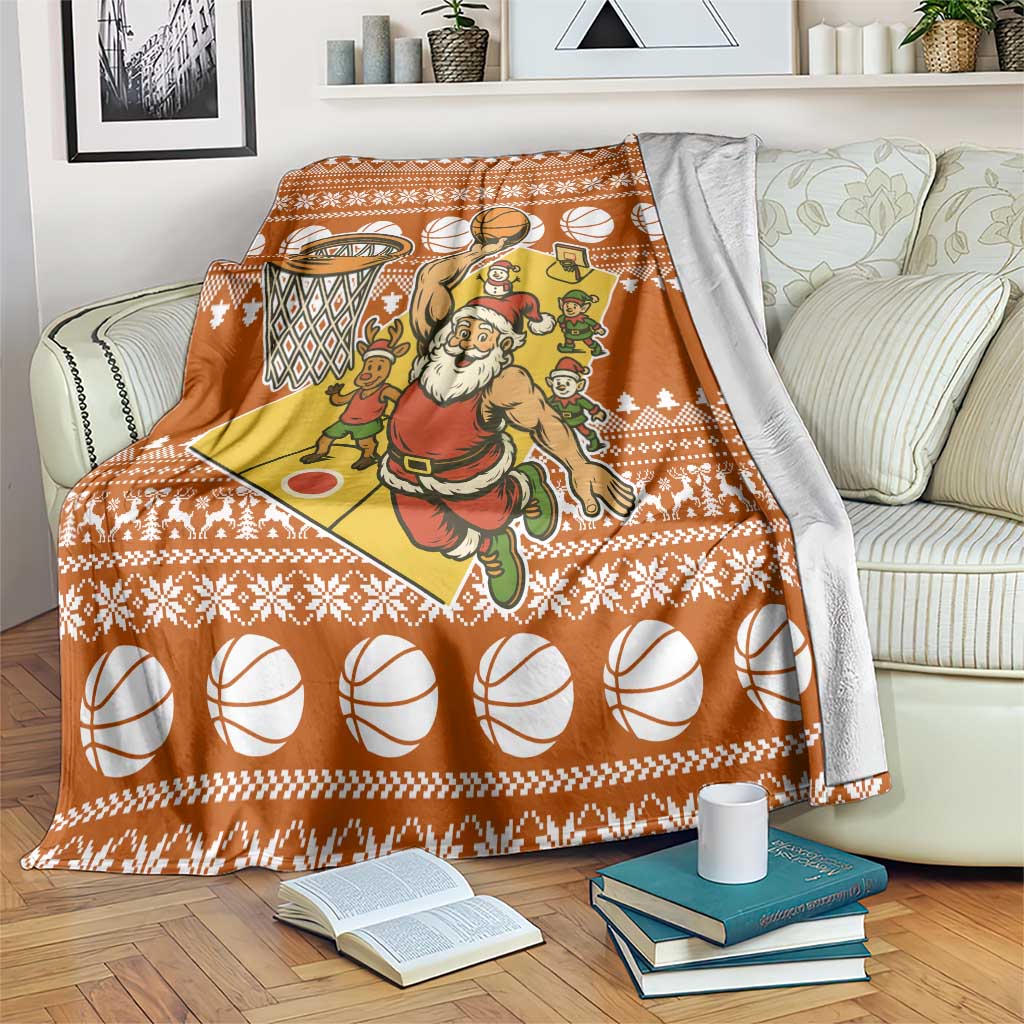 Basketball Santa Claus Christmas Blanket Xmas Holiday Patterns - Wonder Print Shop
