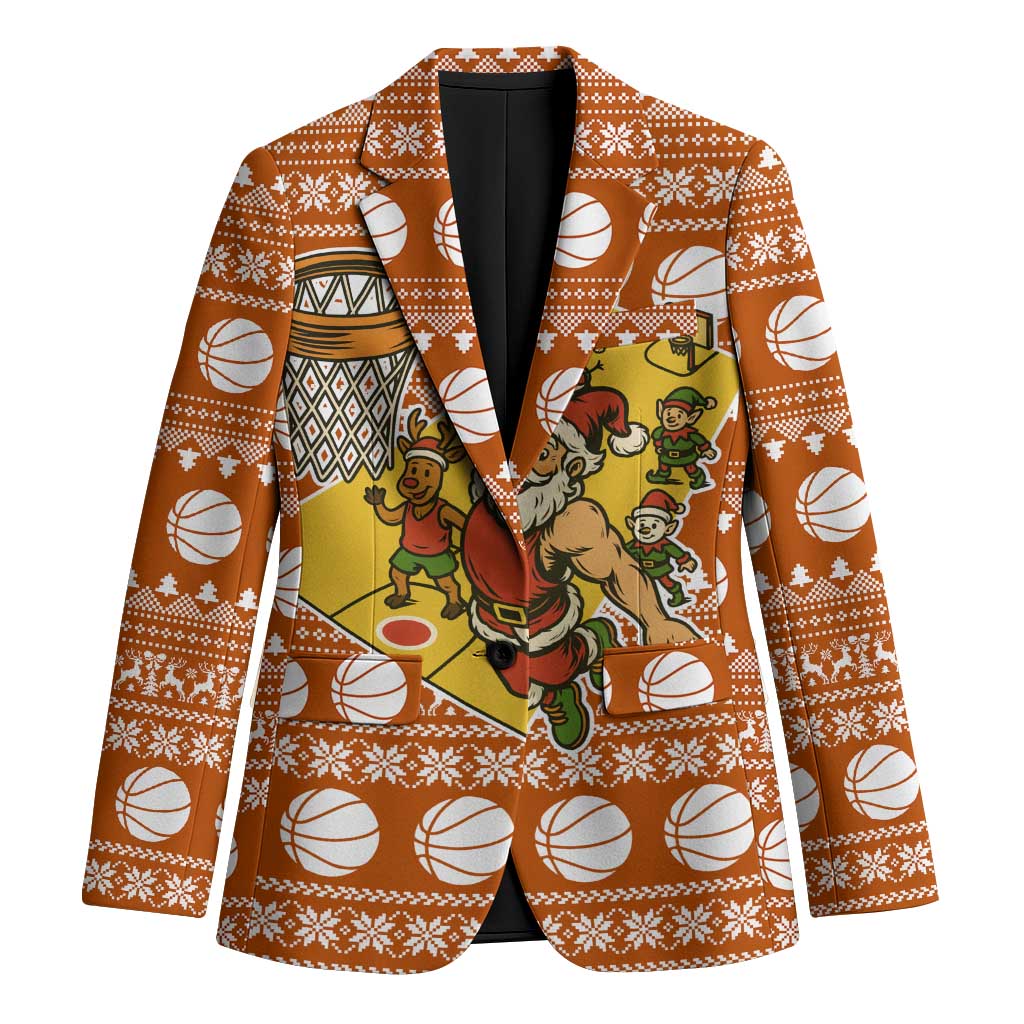 Basketball Santa Claus Christmas Blazer Xmas Holiday Patterns - Wonder Print Shop