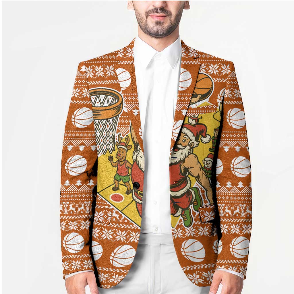 Basketball Santa Claus Christmas Blazer Xmas Holiday Patterns - Wonder Print Shop