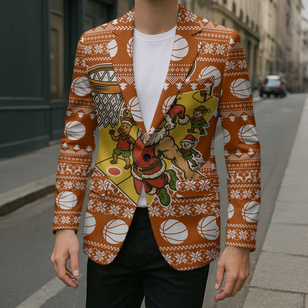 Basketball Santa Claus Christmas Blazer Xmas Holiday Patterns - Wonder Print Shop