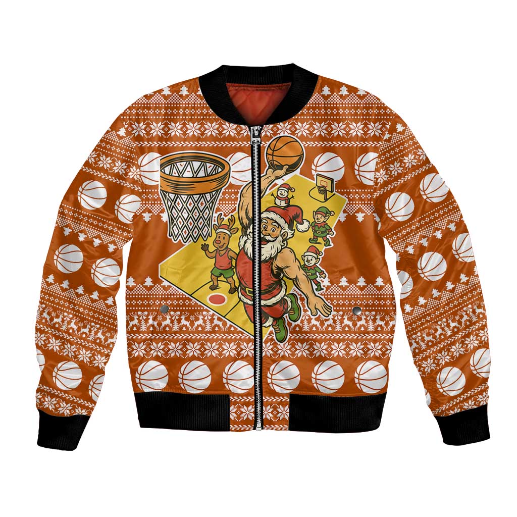 Basketball Santa Claus Christmas Bomber Jacket Xmas Holiday Patterns - Wonder Print Shop