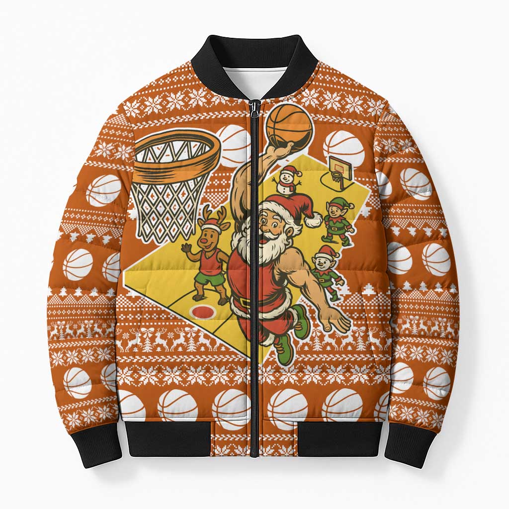 Basketball Santa Claus Christmas Bomber Puffer Jacket Xmas Holiday Patterns - Wonder Print Shop