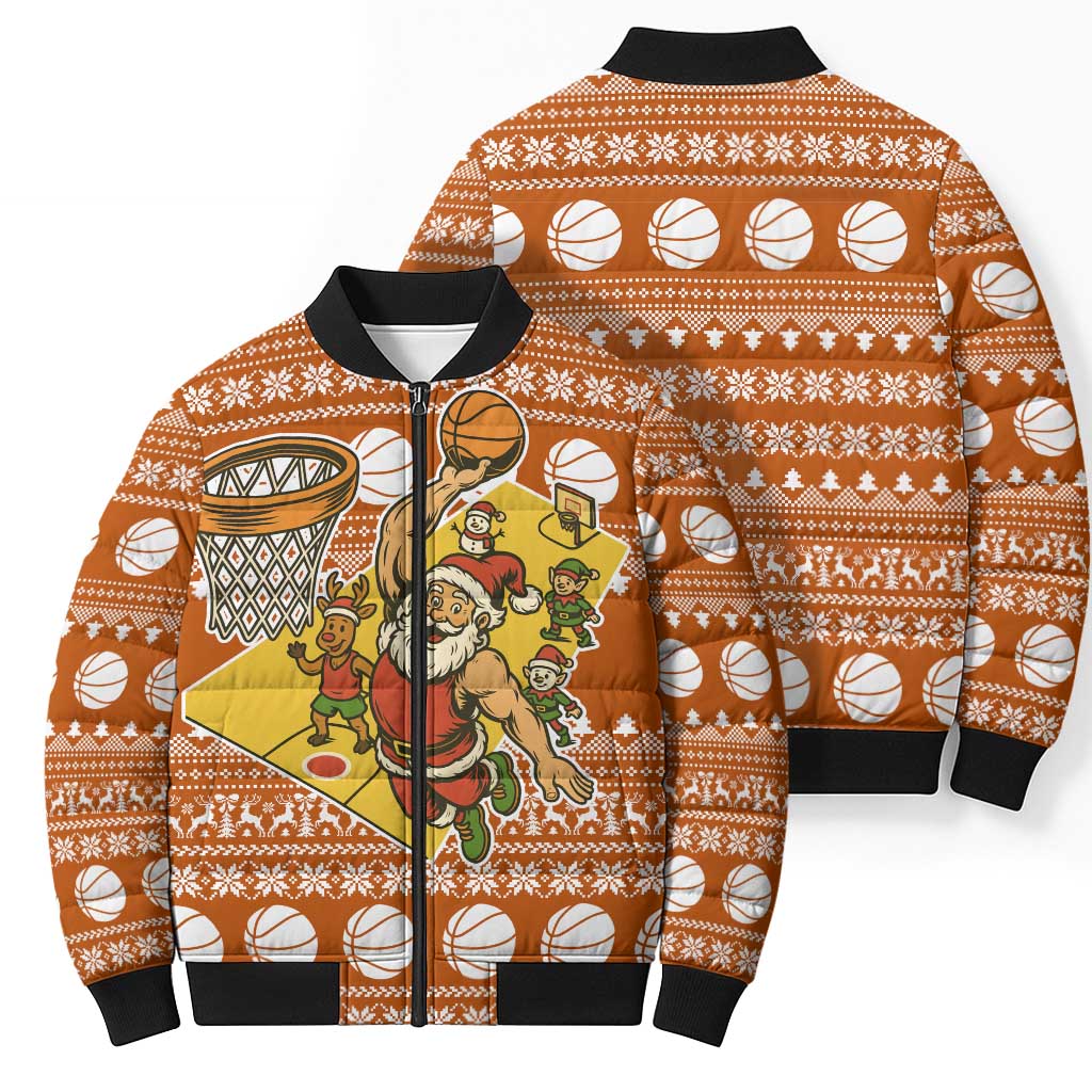 Basketball Santa Claus Christmas Bomber Puffer Jacket Xmas Holiday Patterns - Wonder Print Shop