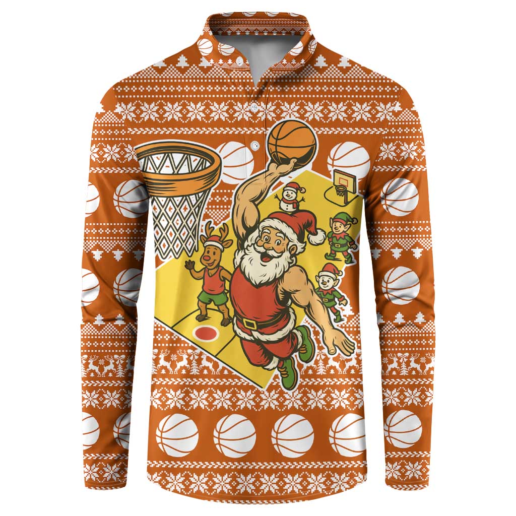 Basketball Santa Claus Christmas Button Sweatshirt Xmas Holiday Patterns - Wonder Print Shop