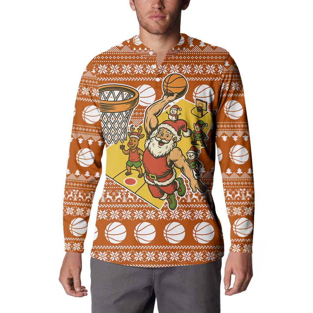 Basketball Santa Claus Christmas Button Sweatshirt Xmas Holiday Patterns - Wonder Print Shop
