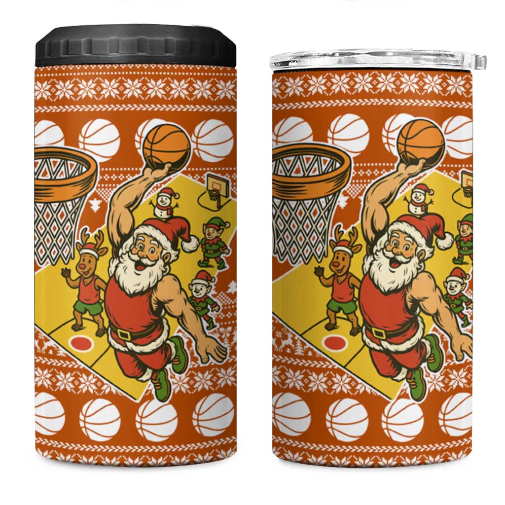 Basketball Santa Claus Christmas 4 in 1 Can Cooler Tumbler Xmas Holiday Patterns - Wonder Print Shop