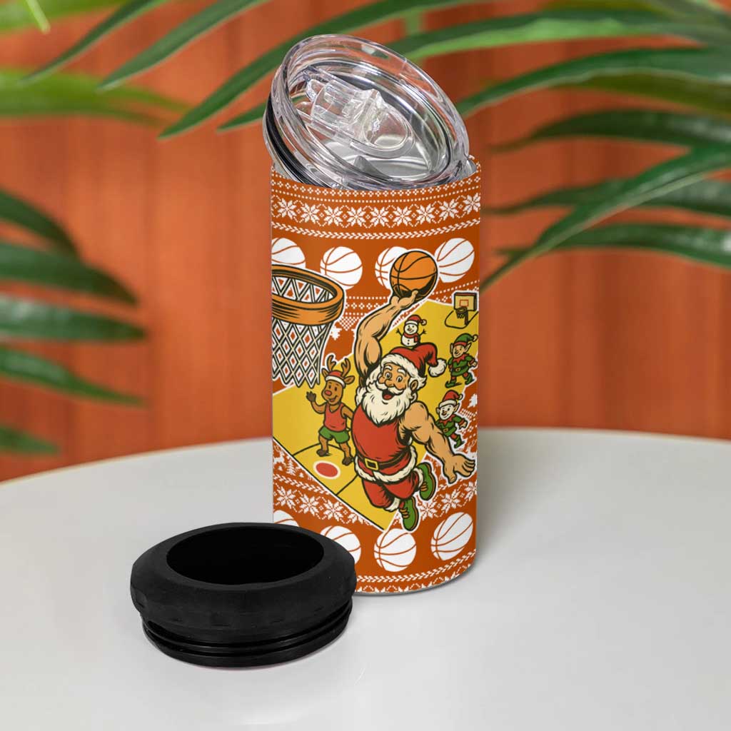Basketball Santa Claus Christmas 4 in 1 Can Cooler Tumbler Xmas Holiday Patterns - Wonder Print Shop