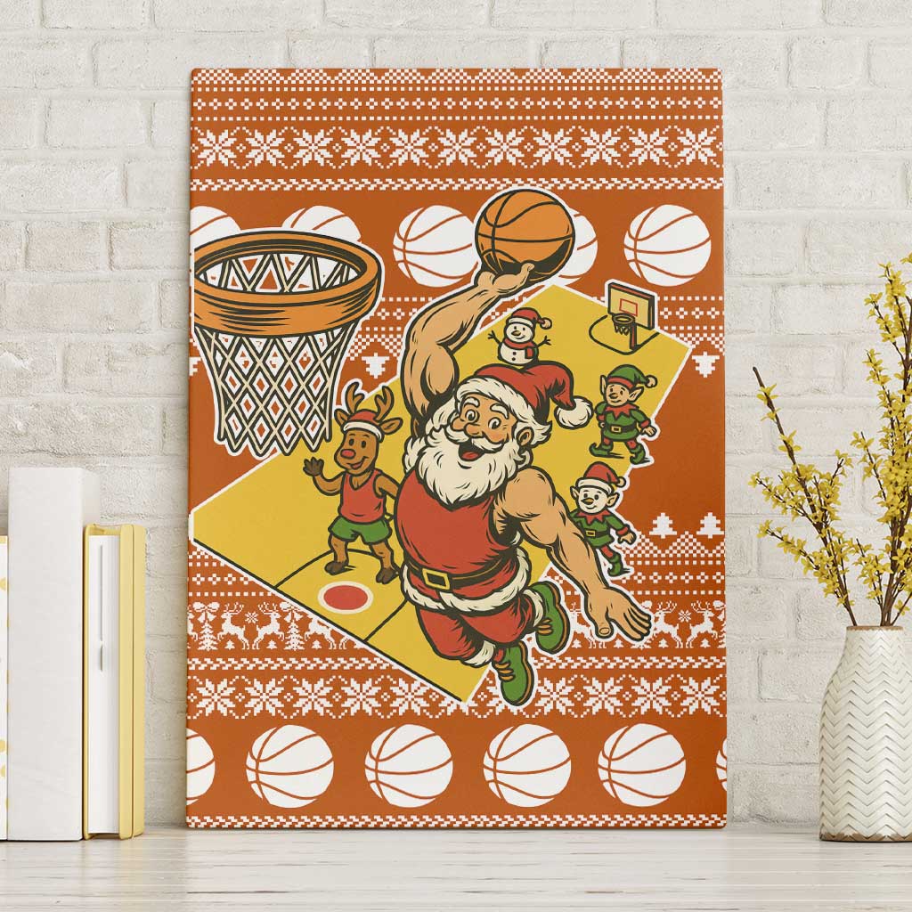 Basketball Santa Claus Christmas Canvas Wall Art Xmas Holiday Patterns - Wonder Print Shop