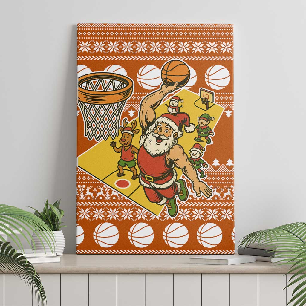 Basketball Santa Claus Christmas Canvas Wall Art Xmas Holiday Patterns - Wonder Print Shop