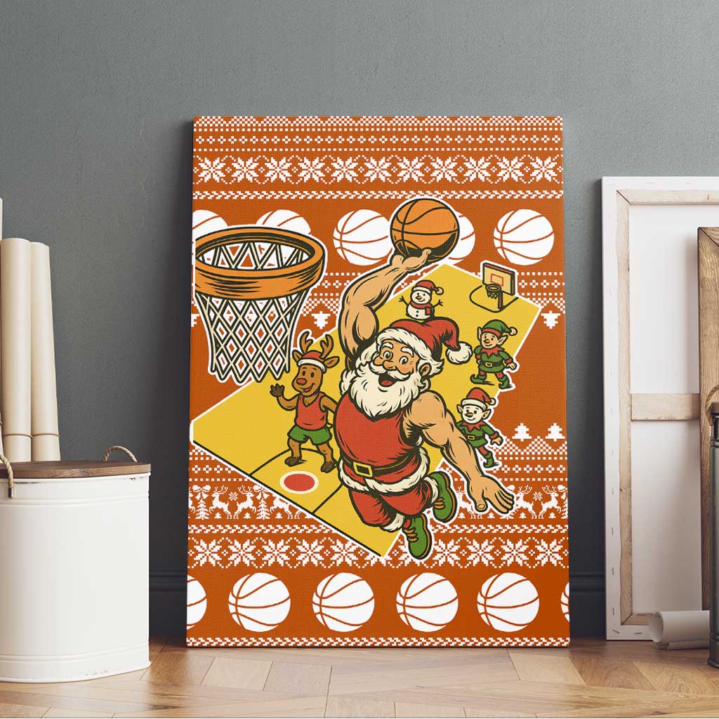 Basketball Santa Claus Christmas Canvas Wall Art Xmas Holiday Patterns - Wonder Print Shop