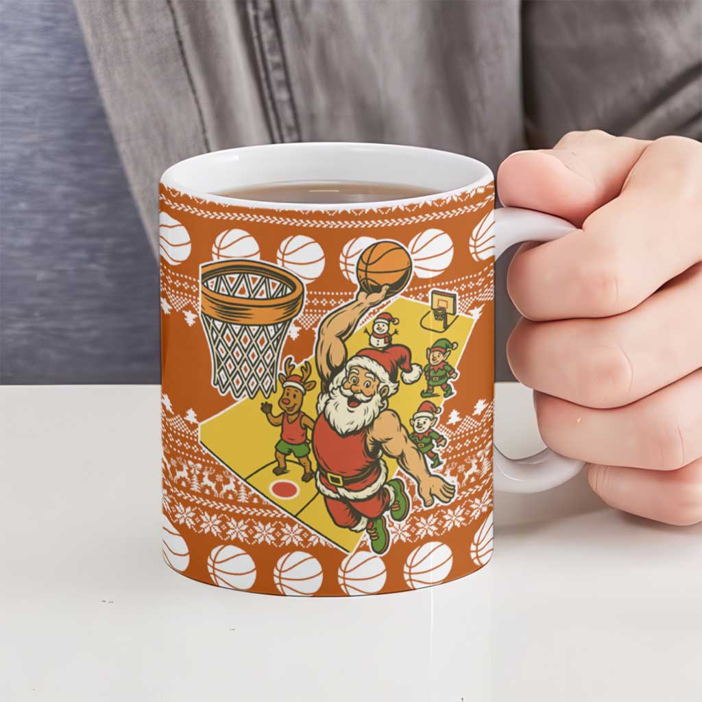Basketball Santa Claus Christmas Ceramic Mug Xmas Holiday Patterns - Wonder Print Shop