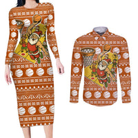 Basketball Santa Claus Christmas Couples Matching Long Sleeve Bodycon Dress and Long Sleeve Button Shirt Xmas Holiday Patterns - Wonder Print Shop