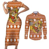Basketball Santa Claus Christmas Couples Matching Short Sleeve Bodycon Dress and Long Sleeve Button Shirt Xmas Holiday Patterns - Wonder Print Shop