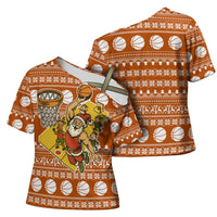 Basketball Santa Claus Christmas Cross Shoulder Shirt Xmas Holiday Patterns - Wonder Print Shop