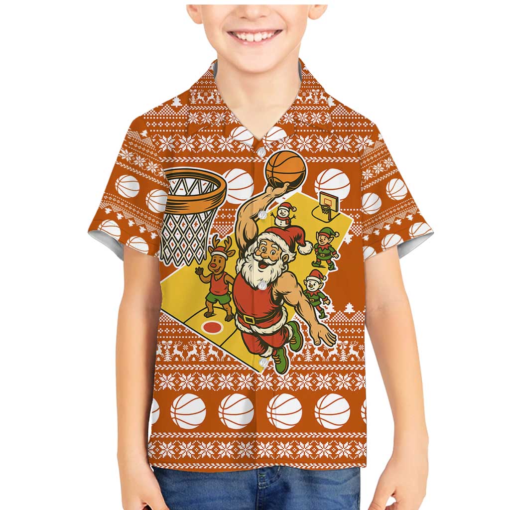 Basketball Santa Claus Christmas Family Matching Mermaid Dress and Hawaiian Shirt Xmas Holiday Patterns - Wonder Print Shop
