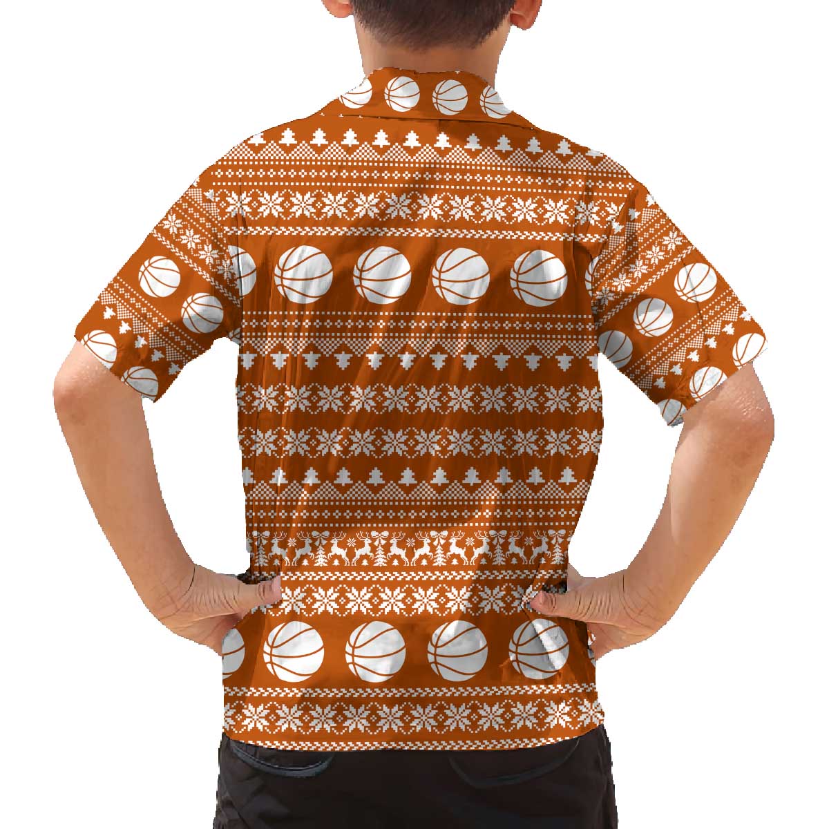 Basketball Santa Claus Christmas Family Matching Off The Shoulder Long Sleeve Dress and Hawaiian Shirt Xmas Holiday Patterns - Wonder Print Shop