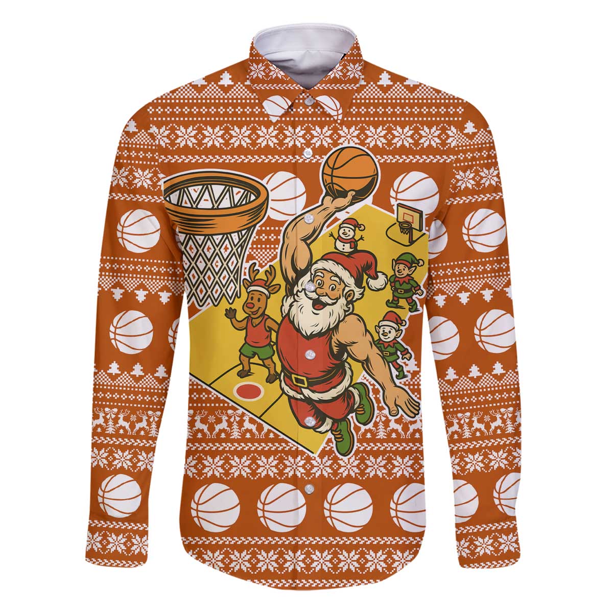 Basketball Santa Claus Christmas Family Matching Off The Shoulder Long Sleeve Dress and Hawaiian Shirt Xmas Holiday Patterns - Wonder Print Shop