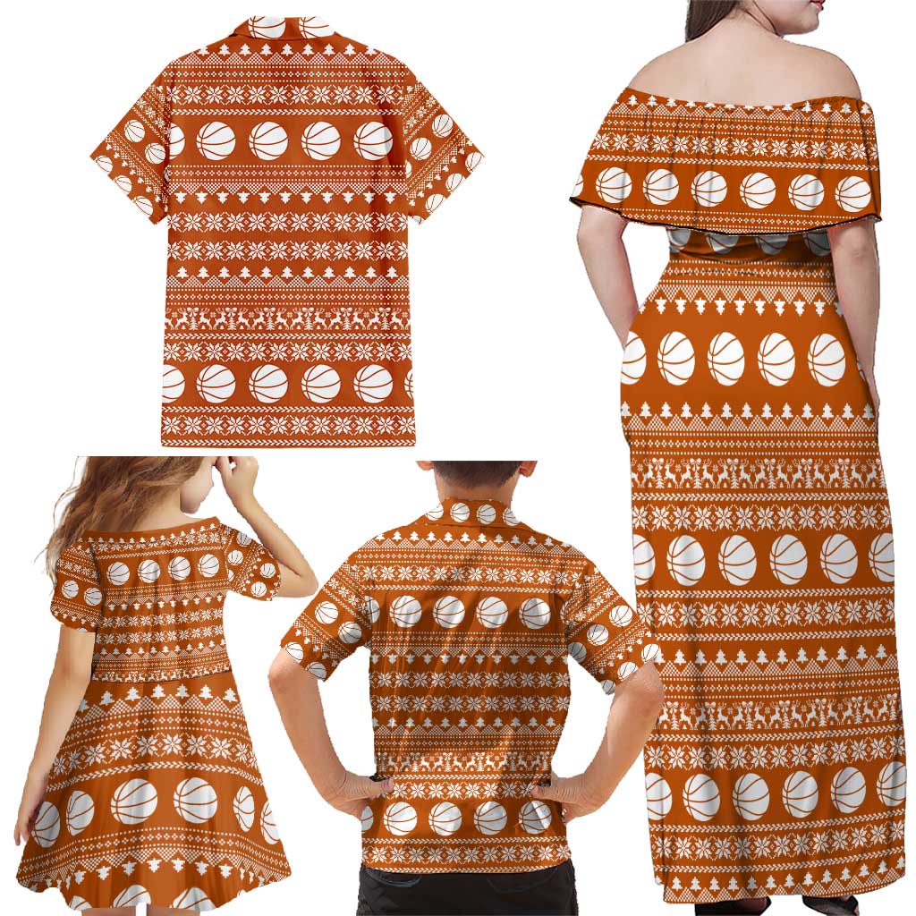Basketball Santa Claus Christmas Family Matching Off Shoulder Maxi Dress and Hawaiian Shirt Xmas Holiday Patterns - Wonder Print Shop