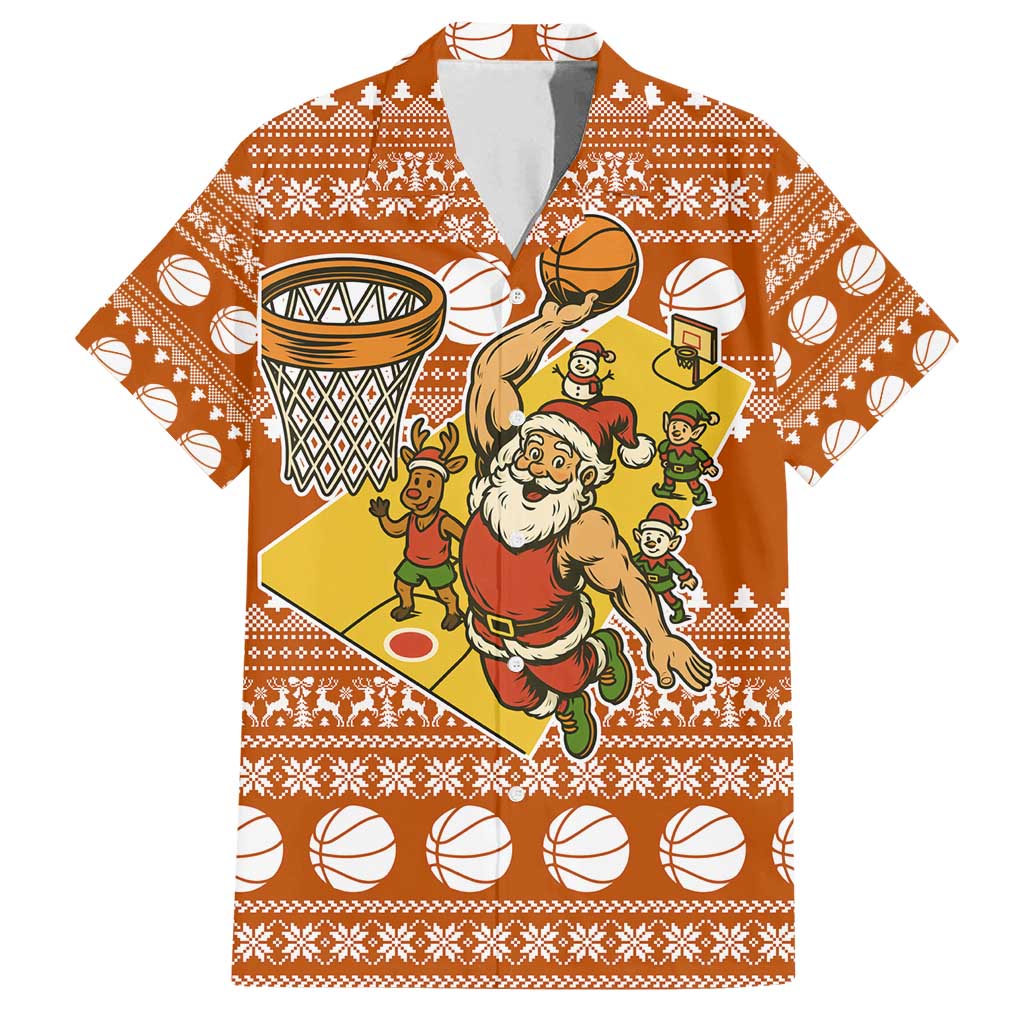 Basketball Santa Claus Christmas Family Matching Off Shoulder Maxi Dress and Hawaiian Shirt Xmas Holiday Patterns - Wonder Print Shop