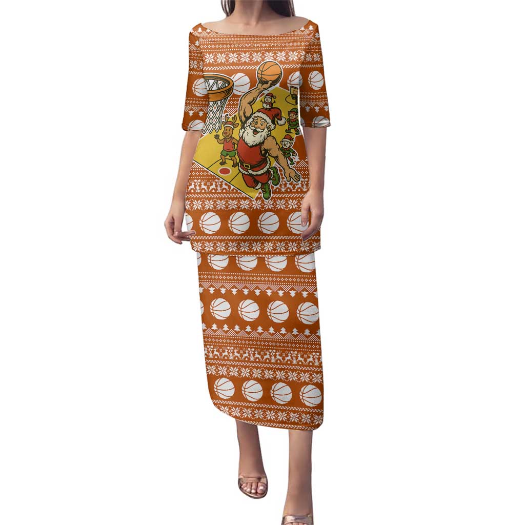 Basketball Santa Claus Christmas Family Matching Puletasi and Hawaiian Shirt Xmas Holiday Patterns - Wonder Print Shop