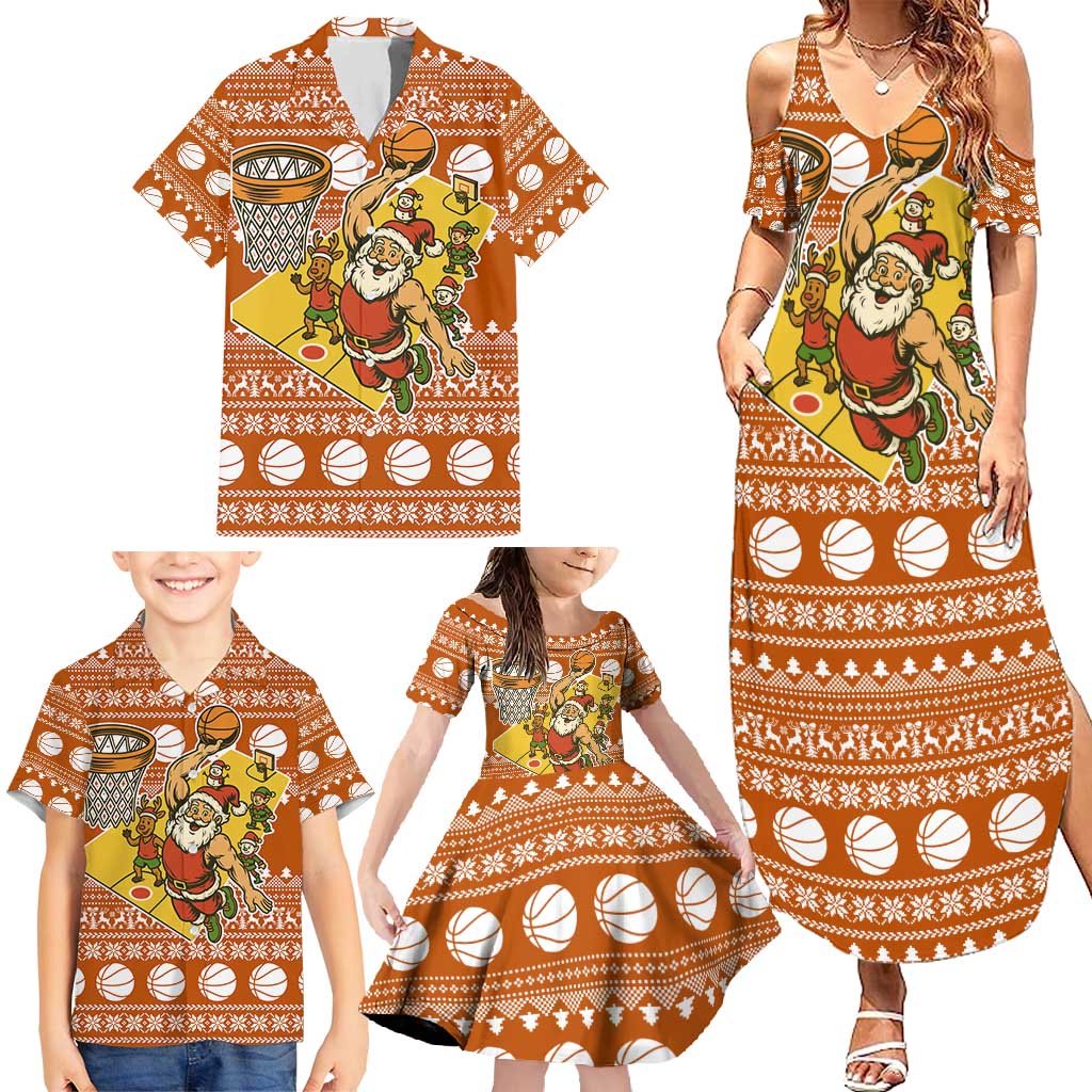 Basketball Santa Claus Christmas Family Matching Summer Maxi Dress and Hawaiian Shirt Xmas Holiday Patterns - Wonder Print Shop