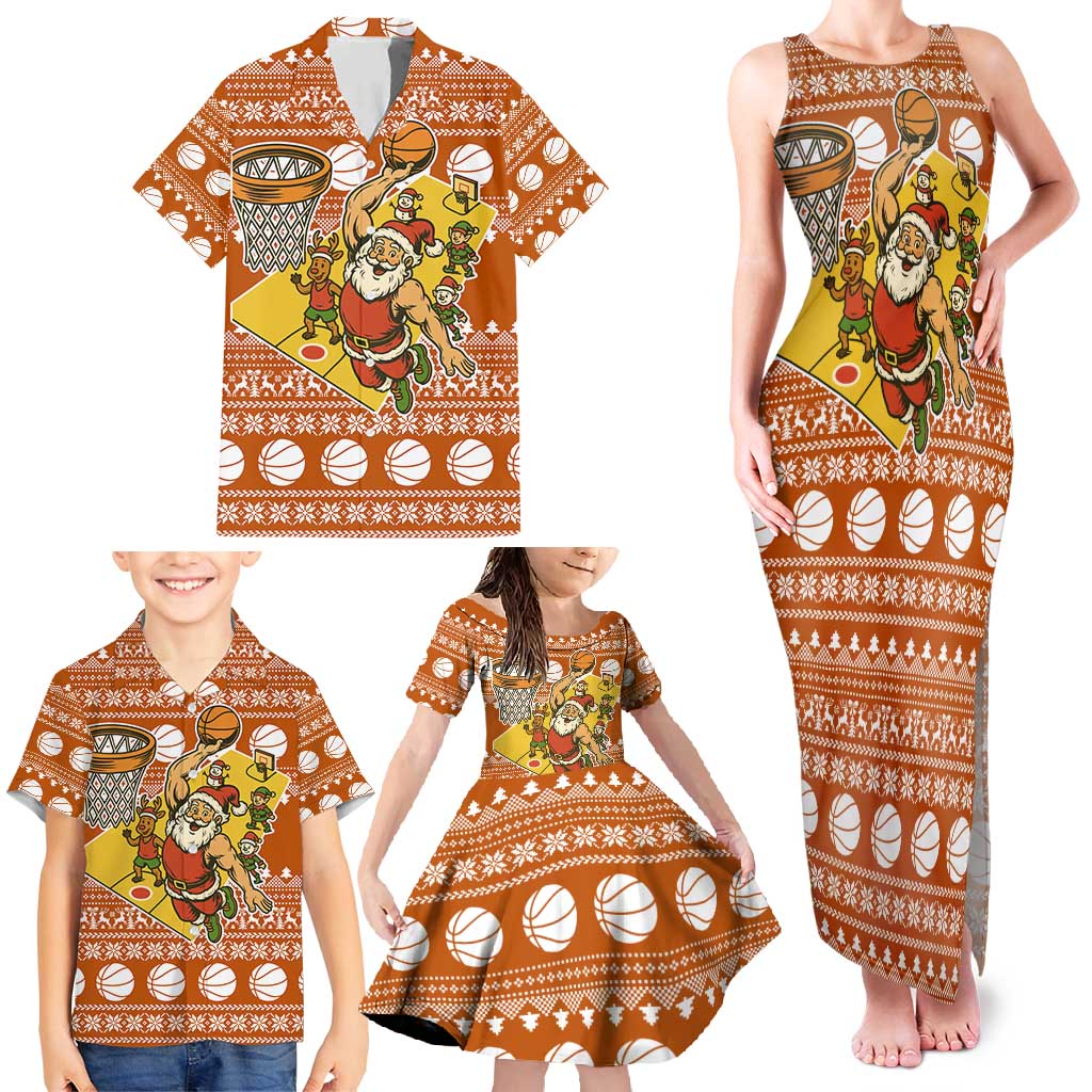 Basketball Santa Claus Christmas Family Matching Tank Maxi Dress and Hawaiian Shirt Xmas Holiday Patterns - Wonder Print Shop