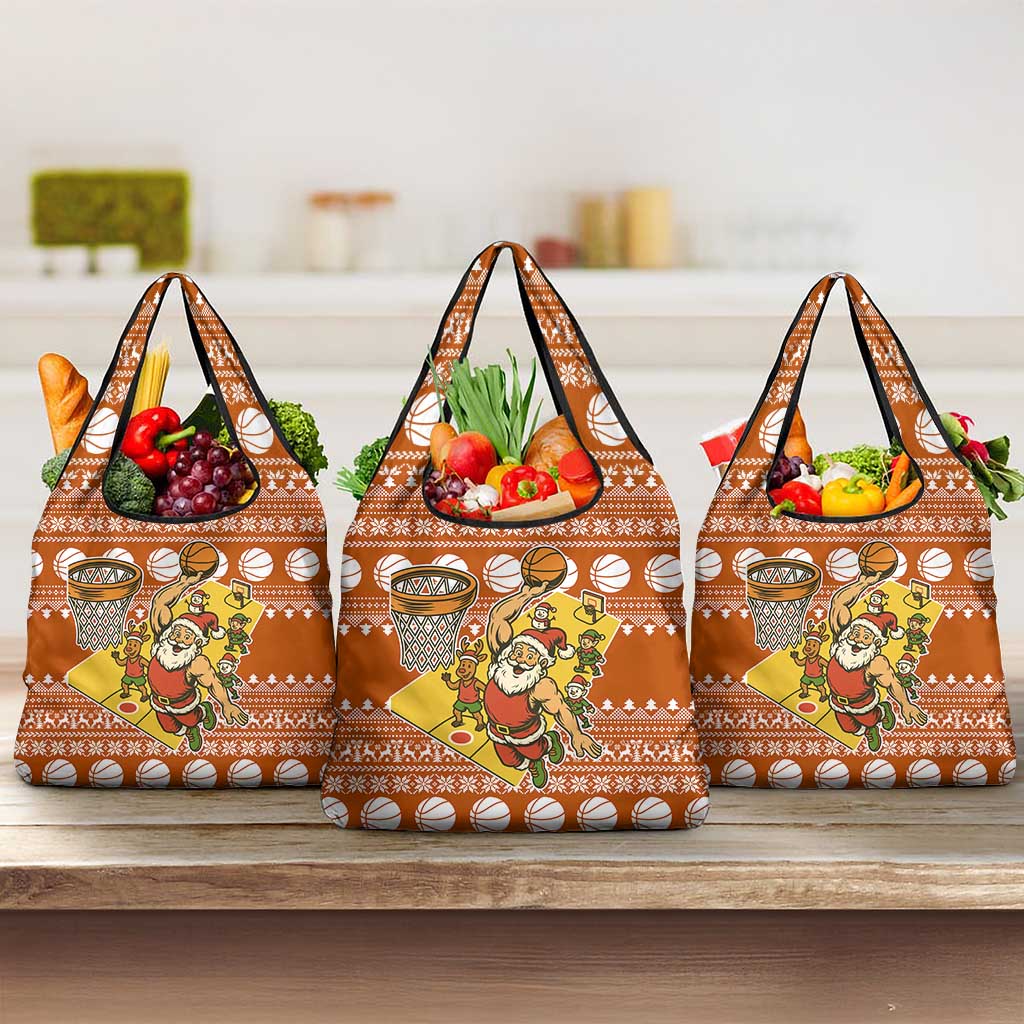 Basketball Santa Claus Christmas Grocery Bag Xmas Holiday Patterns - Wonder Print Shop
